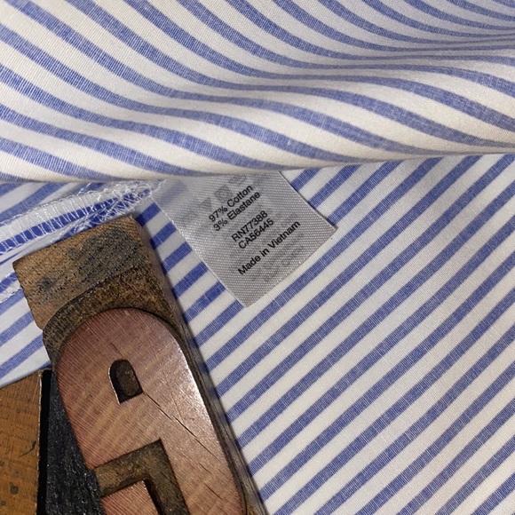 J. CREW FACTORY One Shoulder Ruffle Blue & White Striped Top with Navy Trim - Picture 10 of 10